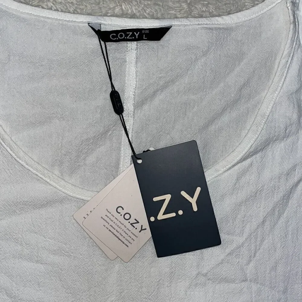 NWT C.O.Z.Y. Linen Tank Top - Picture 2 of 5